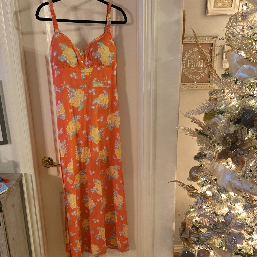 Derek Heart Floral Coral Maxi Dress Size Large